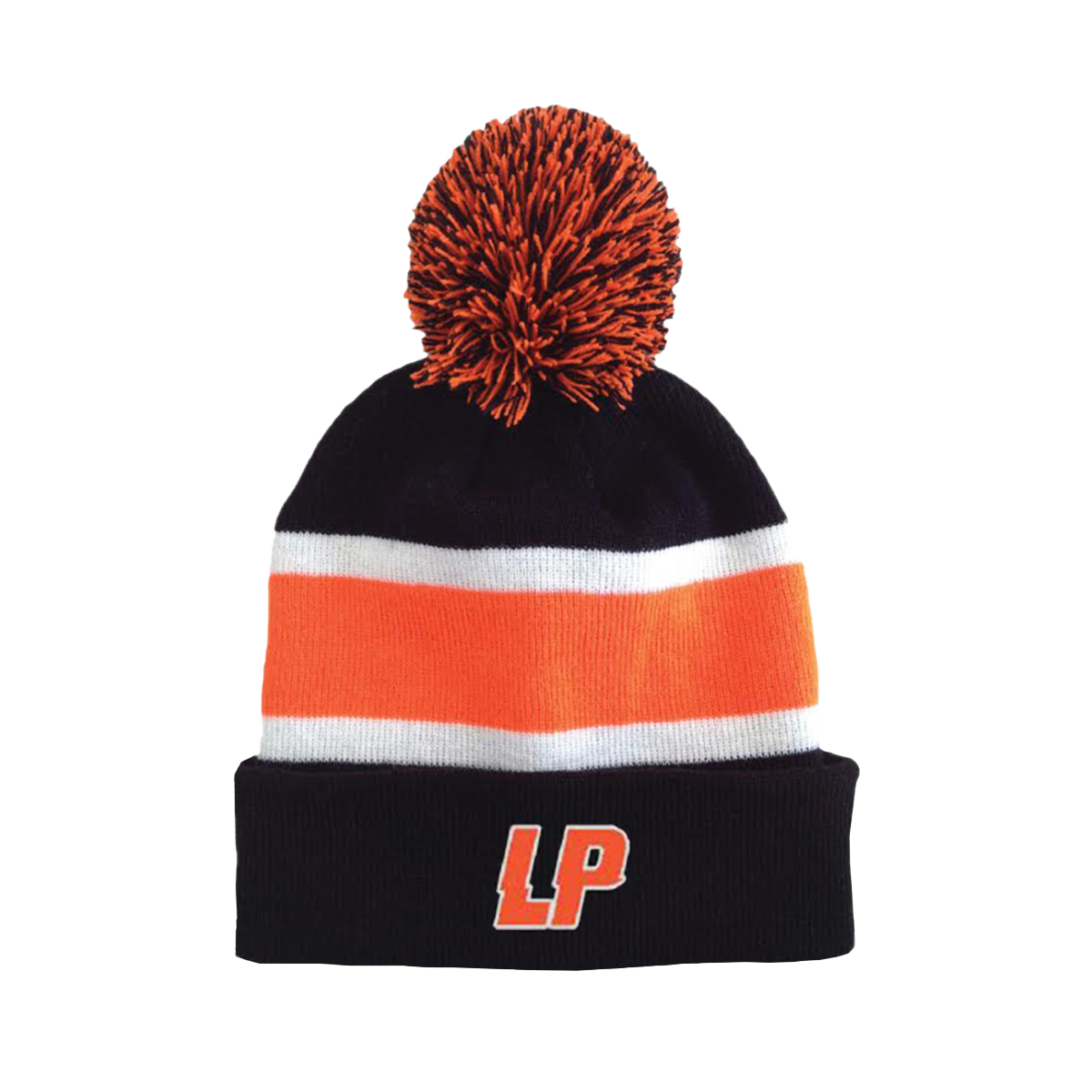 LP - Logo Striped Winter Black/Orange Pom Beanie