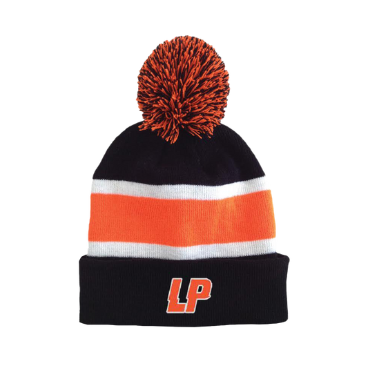 LP - Logo Striped Winter Black/Orange Pom Beanie